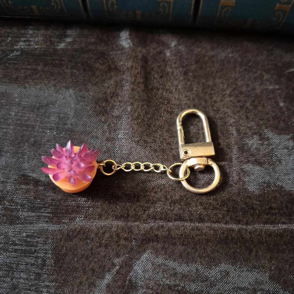Pink Succulent Keychain - Picture 2 of 3